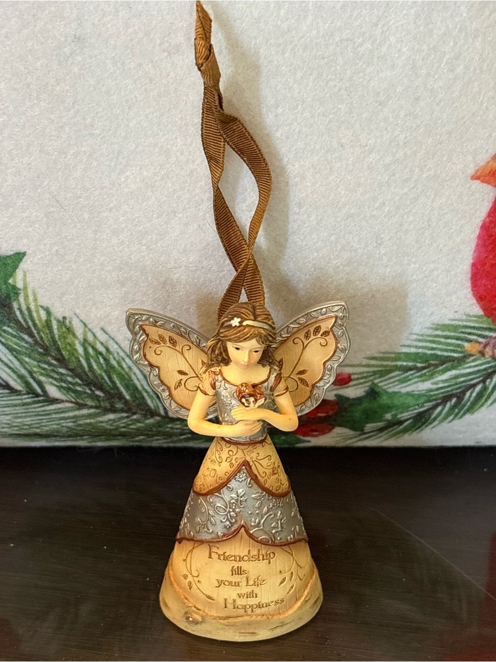 Enesco Brown, Cream and Silver Friendship Fairy Ornament